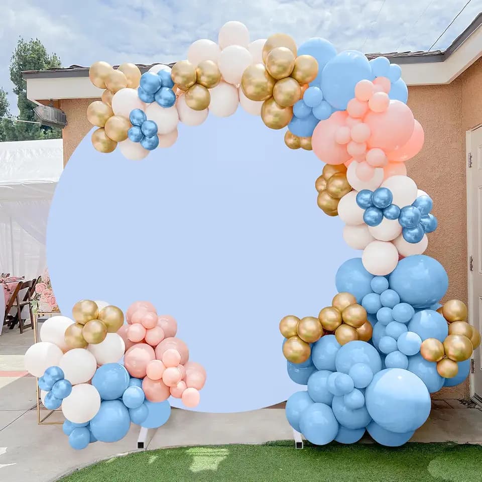 Blue Round Backdrop Cover 7.2ft Blue Circle Arch Cover Birthday Photography Background for Party Baby Shower Wedding Decorations