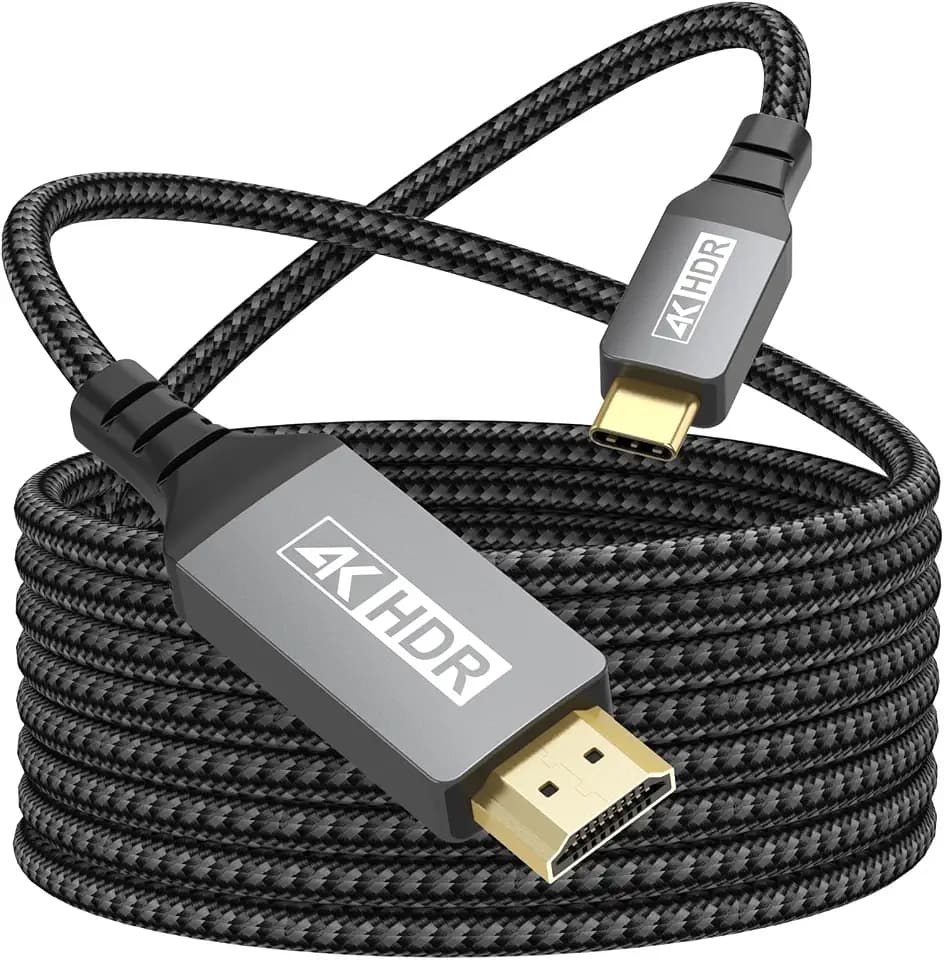 USB C to HDMI Cable 15FT Long, 4K@60Hz USBC to HDMI 2.0 Cable Braided