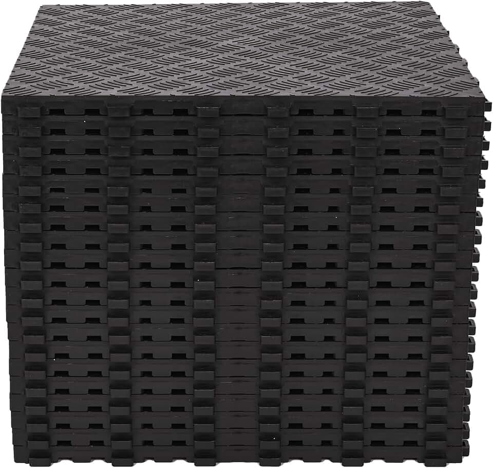 Nisorpa 20 Stück PVC Garagenboden 40x40x1.8cm Garagenbodenfliesen Ineinandergreifende rutschfeste Garagenbodenmatten Werkstattboden für Garagen, Keller, Werkstätten,Schwarz