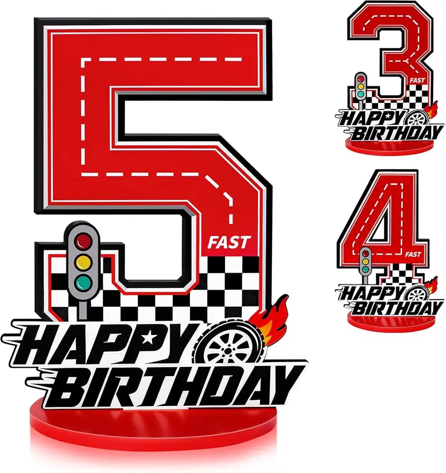5th Birthday Number Sign Centerpiece, Race Car Birthday Party Decorations
