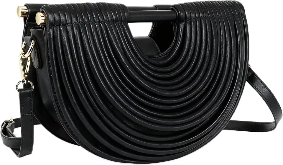 Half-Moon Gold Clutch Purse for Women Wedding Evening Handbag