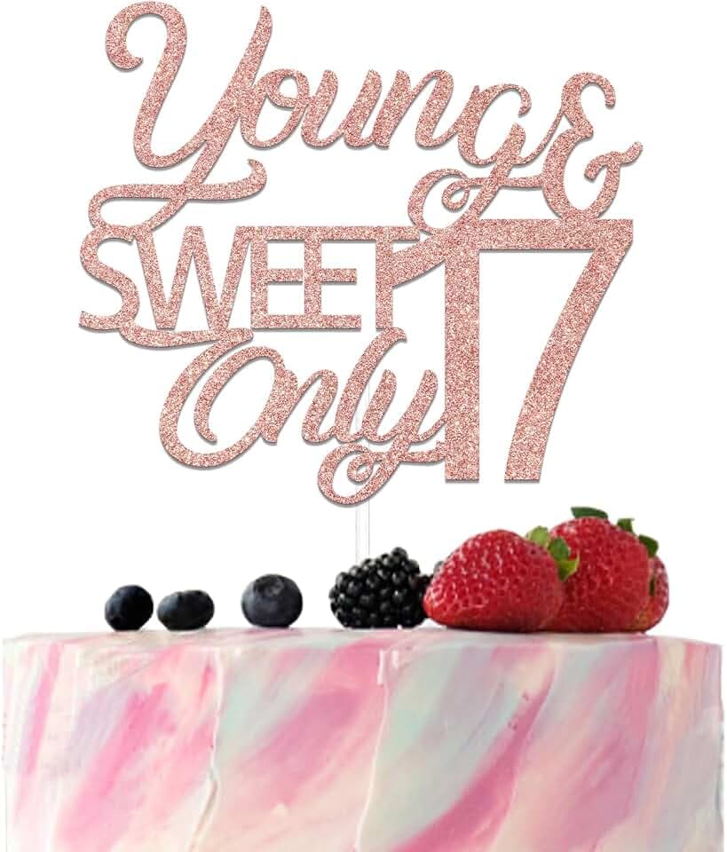 Cheer 17 Years Old Party Dekoration – 17 Cake Topper – 17. Geburtstag Party Dekorationen Roségold Glitzer