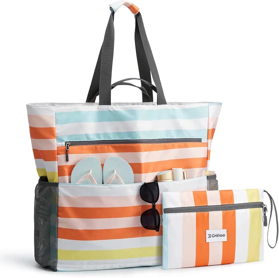 G4Free Beach Bag, Waterproof Sandproof Large Capacity Foldable for Women