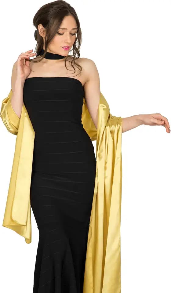 BlackButterfly Satin Stola Schal Damen | Hochzeit & Standesamt, Umschlagtuch, Schultertuch, 48 x 241 cm, Braut & Abiball, Glänzend, Einheitsgröße