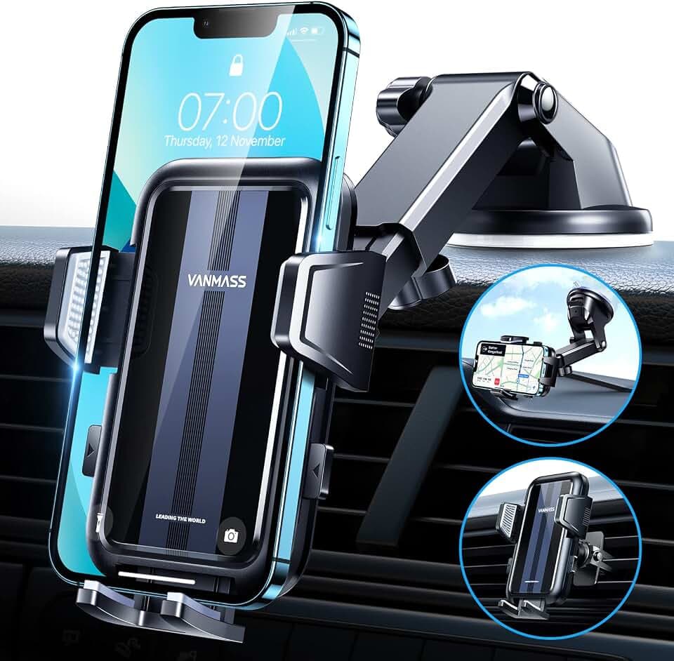 VANMASS 2026【True Militär-Klasse】 Handyhalterung Auto【Stärkste Saugnapf &Lüftungsclip】 4 in 1 HandyHalterung Auto Handyhalter 360° drehbar Autohalter für iPhone 18 Pro Max/18 Pro/17/16/15 Samsung S26