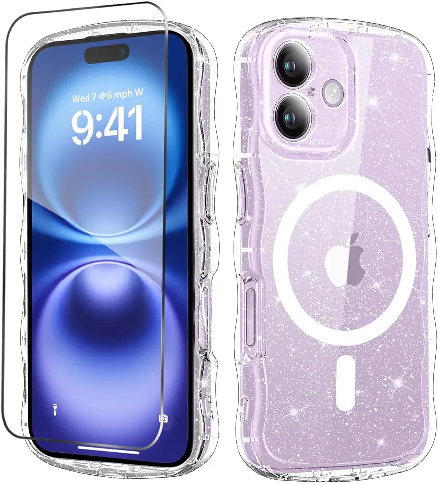 MIODIK Magnetic for iPhone 17 Case with Screen Protector Wave Clear