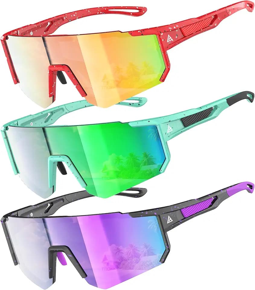 Kids Sunglasses Youth Baseball Softball Sunglasses for Girls Boys Age 4-14 UV Protection Sports Kids 3 Pack