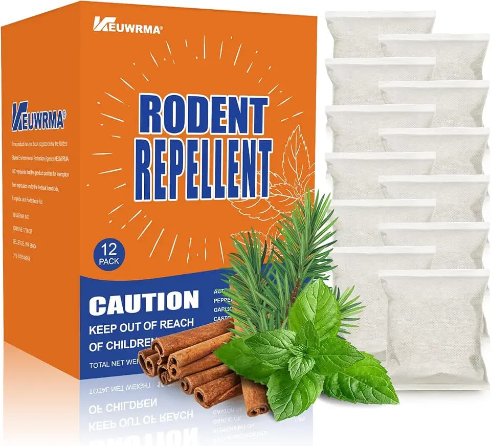 Mouse Repellent Pouches,Rodent Repellent Peppermint & Cinnamon Oil,12 Pack