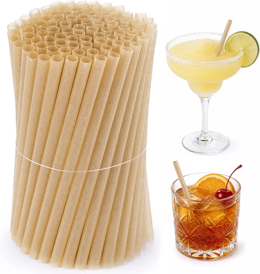 HANSGO Cocktail Straws, 5 Inch Short Sugarcane Straws Disposable Mini Cocktail Stirrers for Bar, 100PCS, Natural Brown