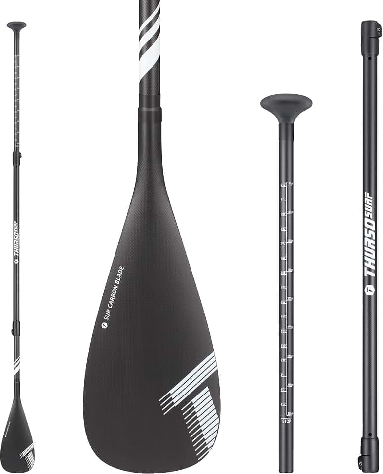 THURSO SURF Carbon Elite SUP Paddle Full Carbon Fiber Paddle Board Paddle Kayak Paddle Convertible 3 Piece Adjustable 71''-87'' Extremely Lightweight Floating Pro Performance