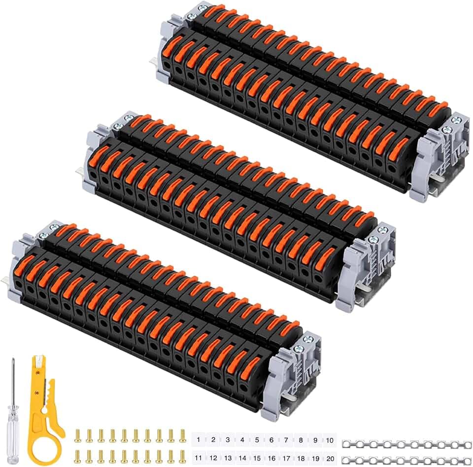 Reihenklemmen Hutschiene 60 Stück, Verbindungsklemmen Durchgangsklemme PCT-211 0,08–4 mm², Lüsterklemmen Steckbar, Klemmleiste Set Klemmen Elektro für Schaltanlagen Verteilerkästen DIY schnelle Verkab