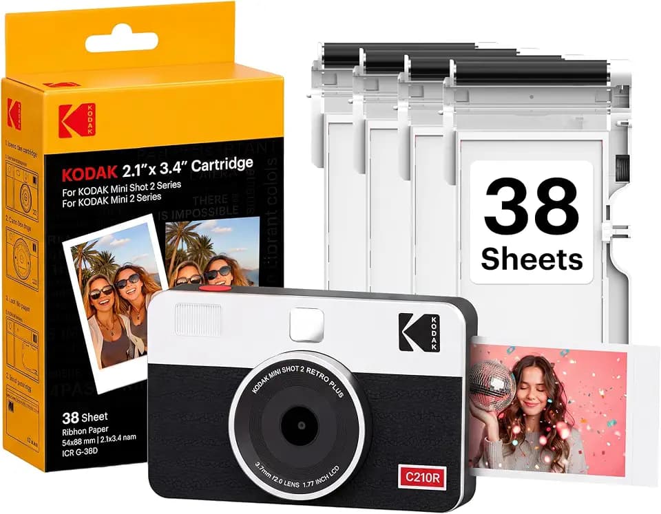 KODAK Mini Shot 2 Retro 2x3 Instant Camera, Photo Printer, 38 Sheet, White