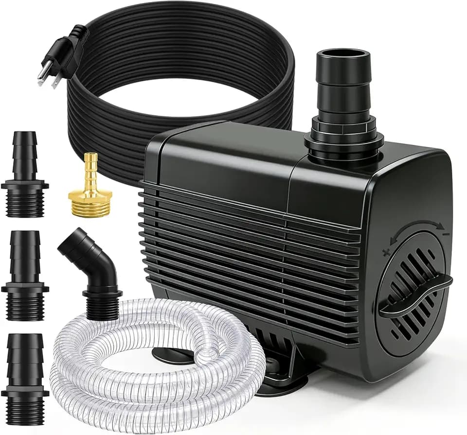400GPH Submersible Water Pump 25W with 10ft Power Cord & Wire hose