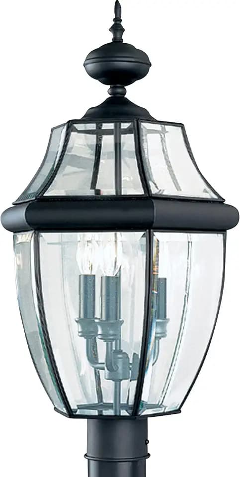 Sea Gull Lighting 8239-12 Lancaster Outdoor Post Lantern Outside Fixture, 24'' Height, Black