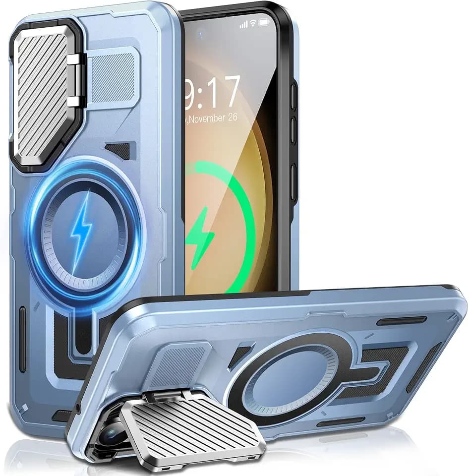 Kamera-Ständer Hülle für Galaxy S23 FE, [Objektivschutz][für Mag&Safe] 2025 Version–Militärischer Schutzstandard Schutzhülle für Samsung S23FE 6,4 Zoll, Damen und Herren