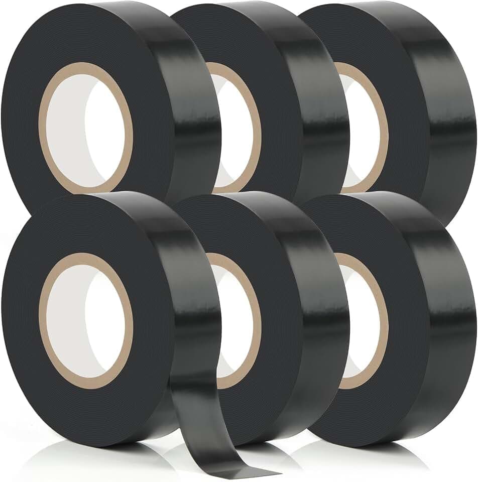 6 Pack Black Electrical Tape, 66 Ft Waterproof Electric Tape Black
