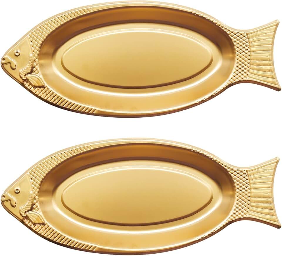 Hoypeyfiy Stainless Steel Fish Serving Platter - 2Pcs Fish Shaped Plate, Perfect for Families, Hotels, Restaurants, Schools