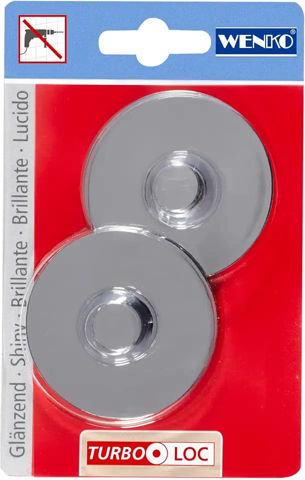 WENKO Turbo-Loc® Adapter Premium/Classic/Style - Befestigen ohne bohren, Kunststoff, 6 x 1.4 x 6 cm, Chrom
