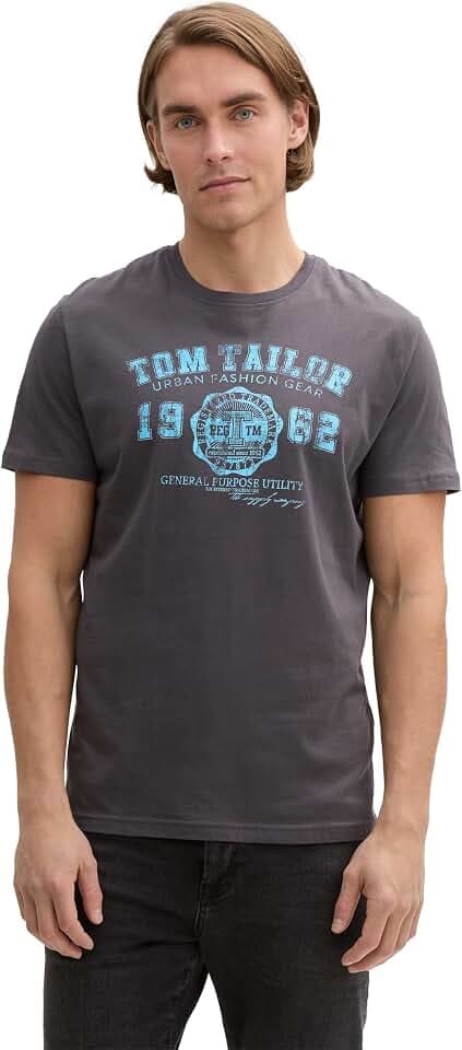 TOM TAILOR Herren 1008637 T-Shirt mit Logo-Print