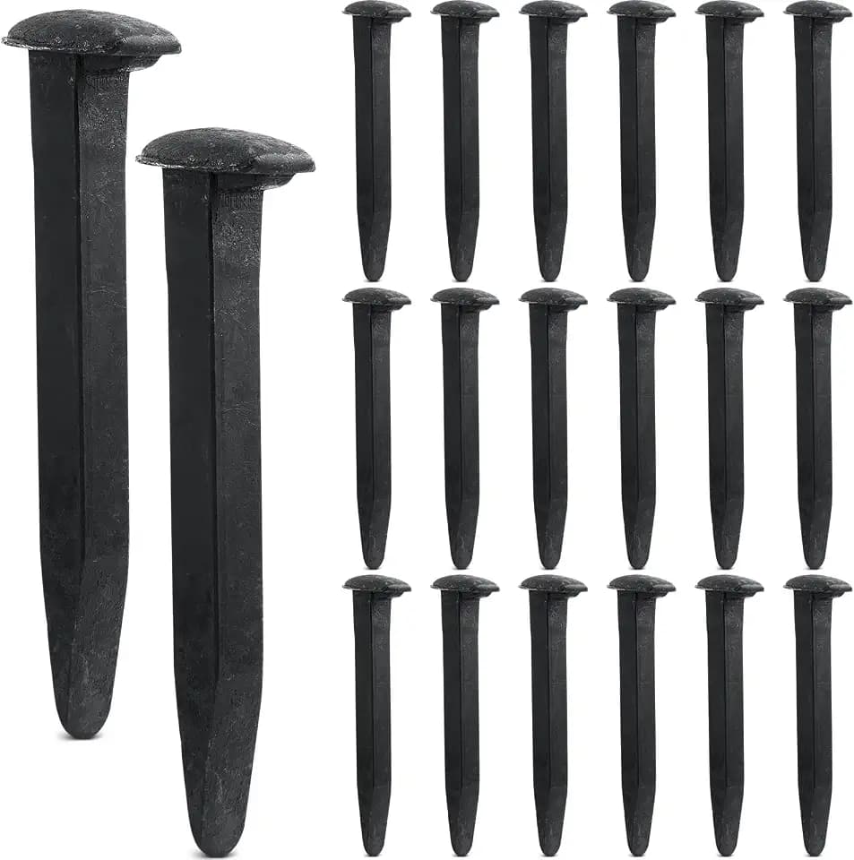 Yinkin 20 Pcs 6.5'' Railroad Spike Carbon Steel Rail Road Spike Ties, Black