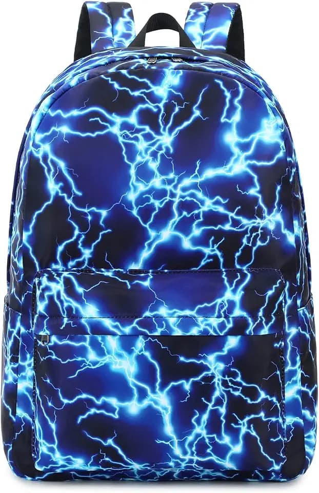 Backpack for Boys Elementary Bookbags Durable Lightweight Teenager Student School Bags Travel Waterproof (1-Blue Lightning)