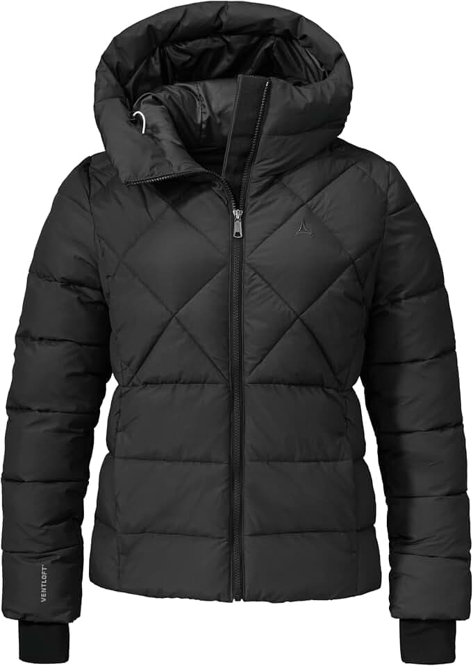 Schöffel Damen Ins Jacket Boston L, warme Winterjacke aus recycelten Materialien, leichte Steppjacke mit Kapuze, winddicht und wasserabweisend