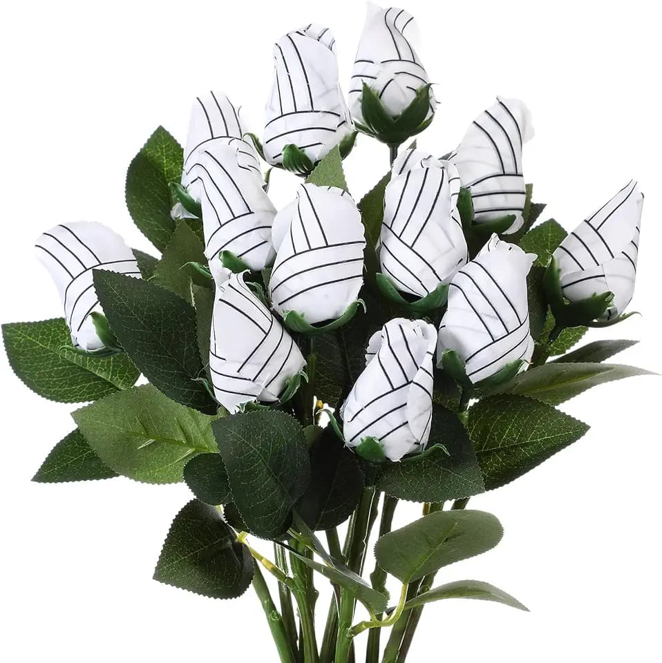 Suhine 12 Pcs Volleyball Flowers Sport Party Favor, Volleyball Color Normal