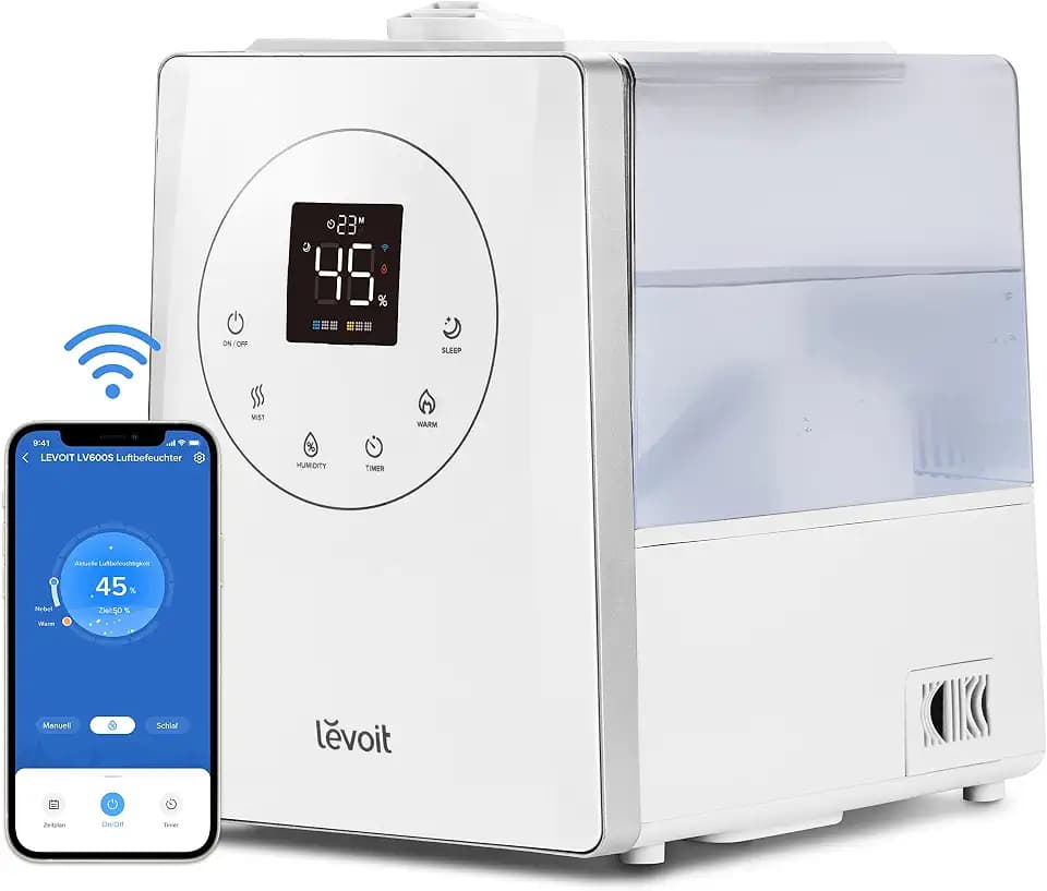 Levoit Smart Luftbefeuchter für große Räume, Warm&Kalter Nebel, 6L