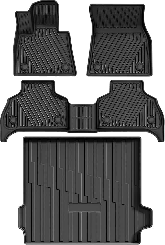 YITAMOTOR Floor Mats & Cargo Liner Fit for BMW X5 40i/50e/M60i/M Competition 2026-2019 (Only for 5 Passenger), TPE All Weather Floor Liners and Trunk Mat, 1st & 2nd Row Mat Car Mats Set Accessories