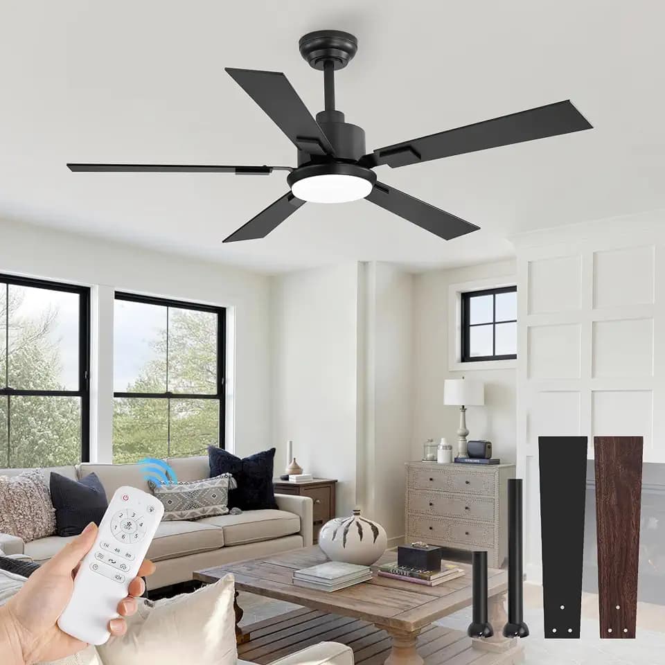 ZMISHIBO 52" Ceiling Fans with Lights for Bedroom, Living Room, Remote