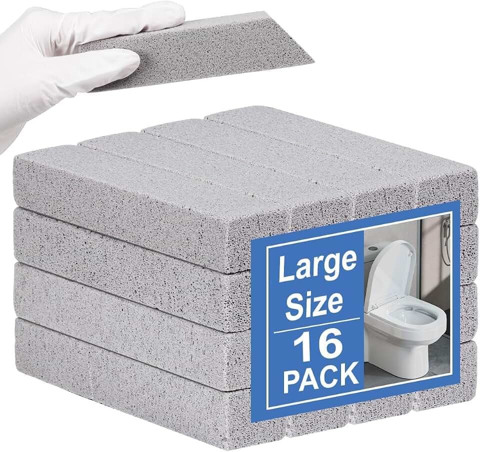Herda 16 Pack Pumice Stone Toilet Bowl Cleaning, Powerfully Pumice Stick for Toilet Cleaning Hard Water Rings, Calcium Buildup, Rust, Pumice Stone for Cleaning Stove, Tub, Grill, Swimming Pool, Sink