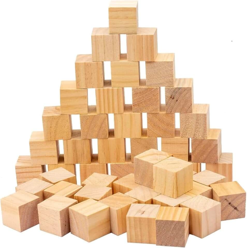 30er-Set Holz Würfel 30x30x30mm Kleine Blanko Holzwürfel zum Basteln - Quadrat Holzklötzchen Natürlich Kiefernholz Bastelwürfel Holzblöcke - Ideal für DIY Basteln, Malen, Modellbau & Dekoration