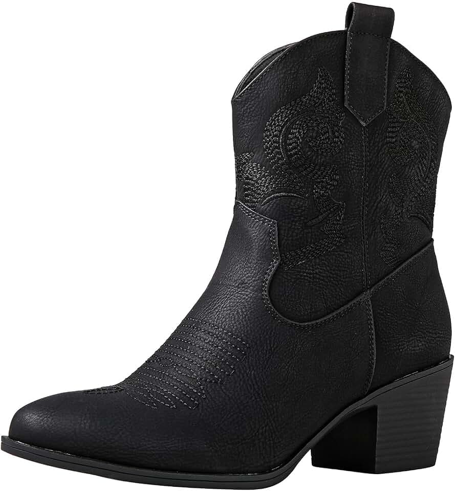 GLOBALWIN Western-Cowboystiefel für Damen, mittelhoch, modischer Cowgirl-Stiefel für Damen, niedriger Absatz