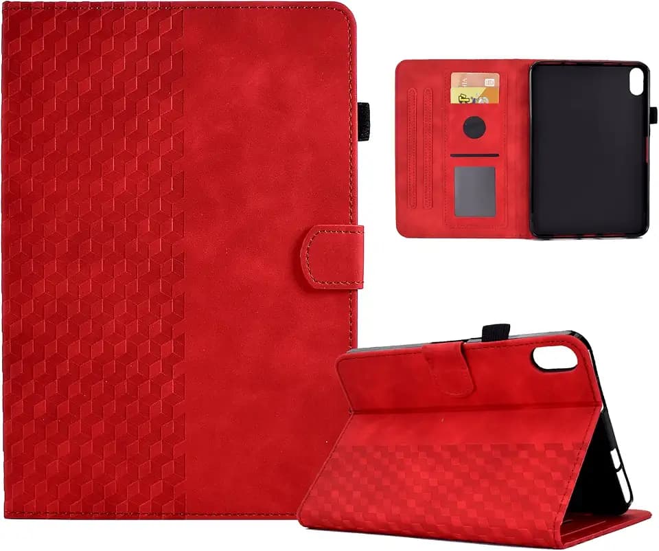 Case for iPad mini 7 (A17 Pro) 2024/iPad Mini 6 2021 8.3 Inch Cover with Card Holder Premium PU Leather Stand Folio Multi-Angle Viewing Case for iPad mini 6th/7th Generation, Red
