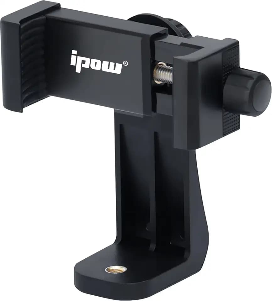 Ipow Universal Handy Stativ Adapter Smartphone Halterung Kompatible mit Stativ Tripod Selfie Stick Monopod mit Standard 1/4"-20 Schraubenkopf, für iPhone Samsung Huawei u.m (Schwarz)