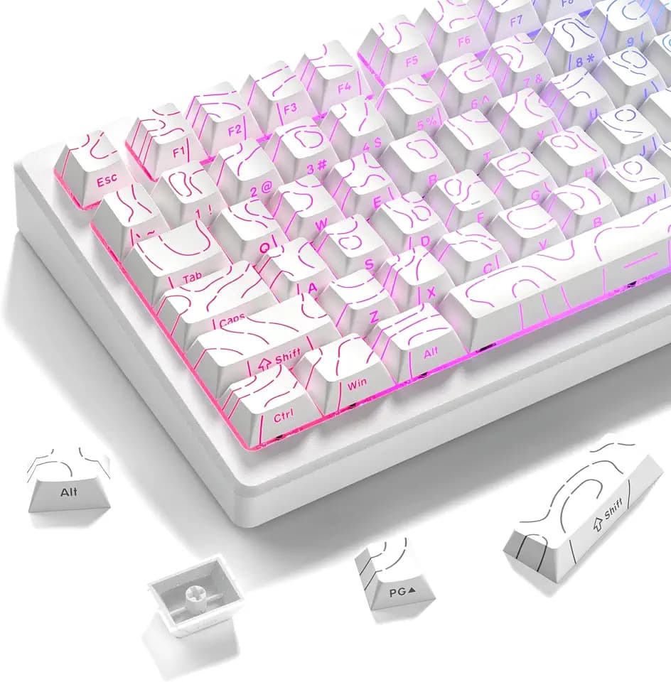 dagaladoo Shine Through keycaps,Double Shot PBT keycap,Topographic
