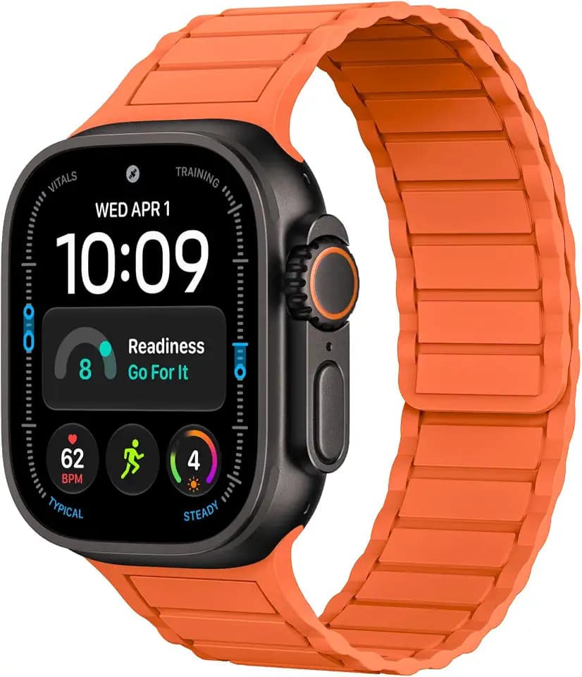 THWALK Magnetic Link Solo Loop Sport Silicone Bands Compatible with Apple Watch Ultra 3/2/1 49mm, Series 11/10 46/42mm, 9/8/7 45/41mm, SE 6/5/4 44/40mm, 3/2/1 42/38mm for Women Men