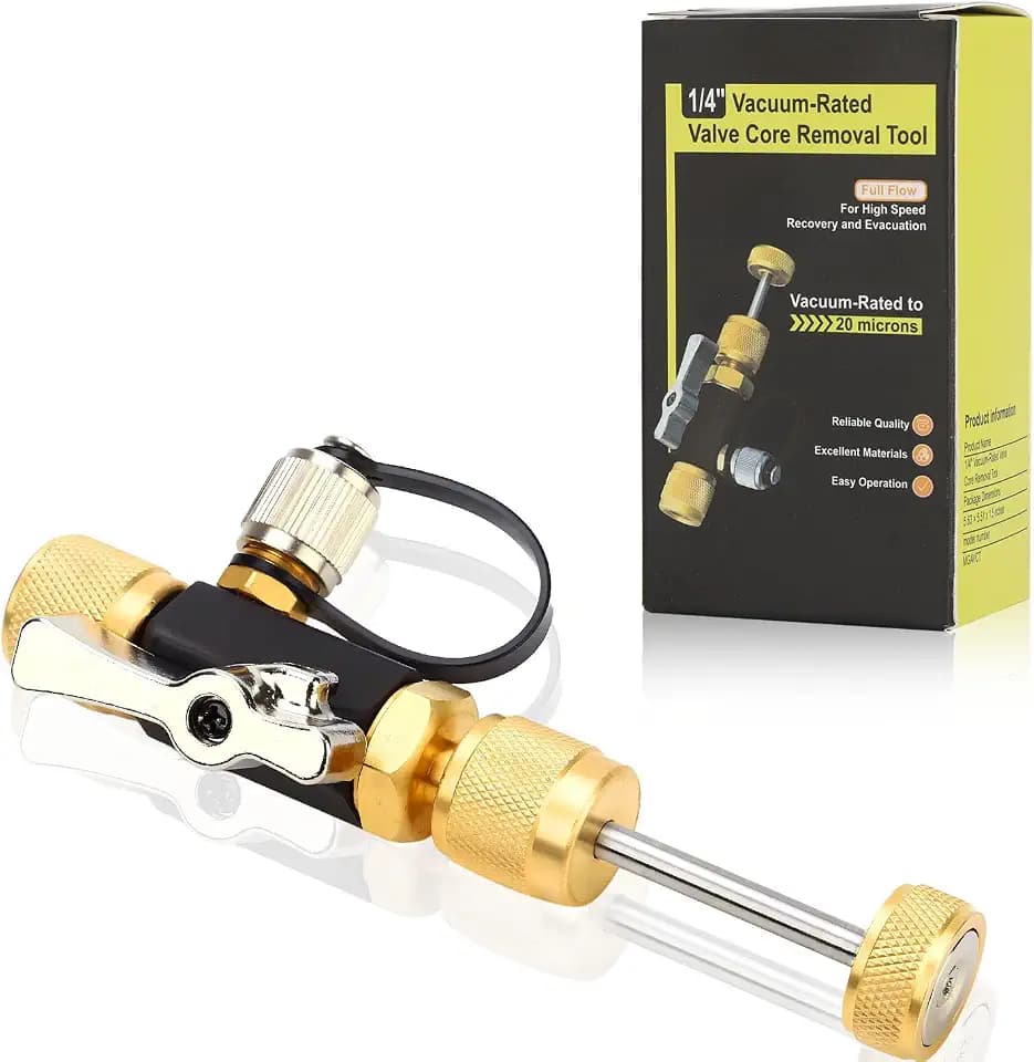 HVAC Valve Core Removal Tool, 1/4" Vacuum-Rated Valve Core Removal Tool for Home AC Appliance, Compatible with R22 R410A R134A, Essential HVAC Tools
