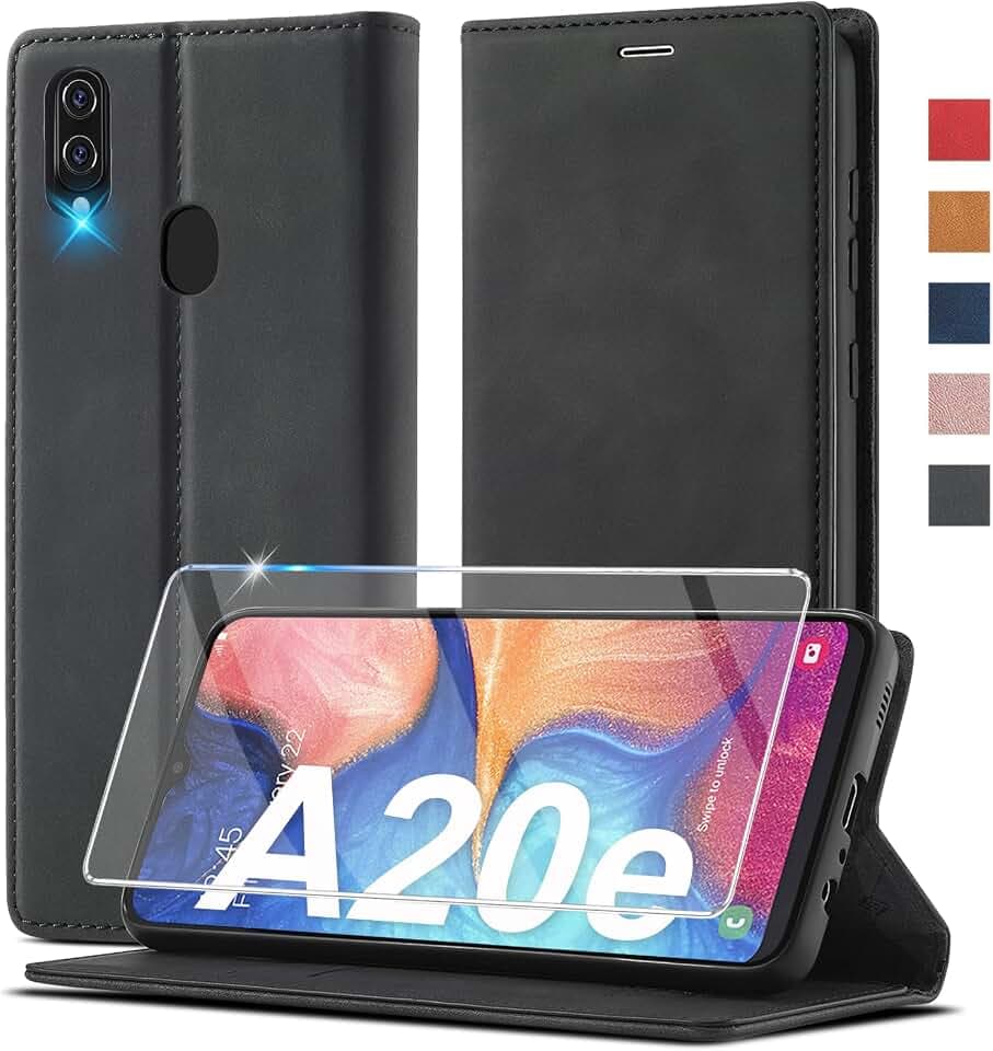 Ailicici Handyhülle für Samsung Galaxy A20e Hülle Leder [Mit A20e Schutzfolie]für Samsung Galaxy A20e Hülle Klappbar Leder Flip Wallet Stoßfeste Case Schutzhülle Klapphülle für Samsung A20e (5,8 Zoll)