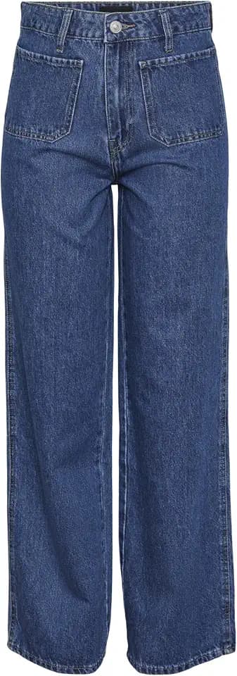 PIECES Damen Weite Jeans Pcsky Hw Pocket Wide Jeans