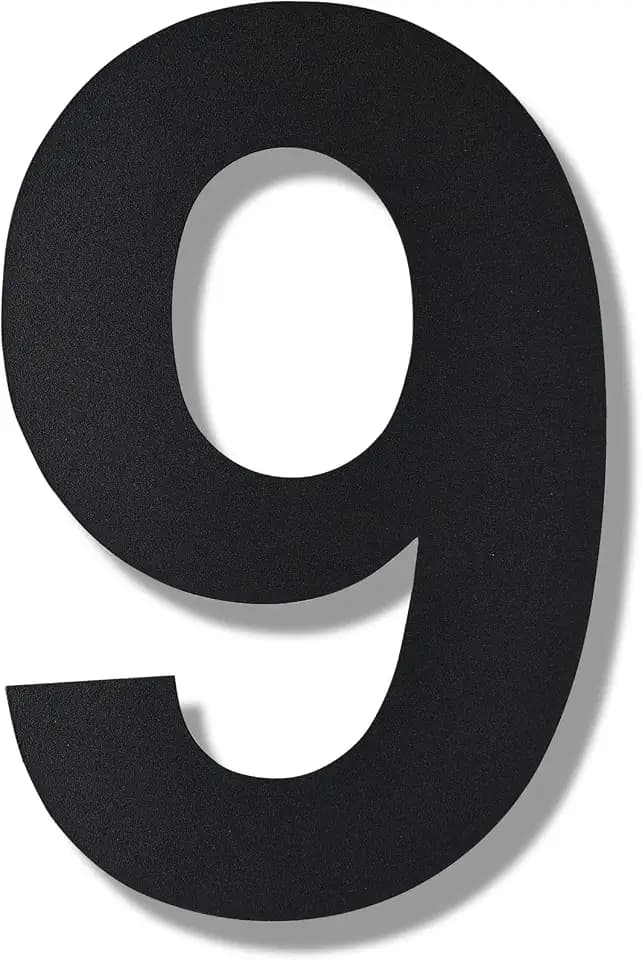 10 Inch Modern House Numbers, Stainless Steel, Black, Number 9
