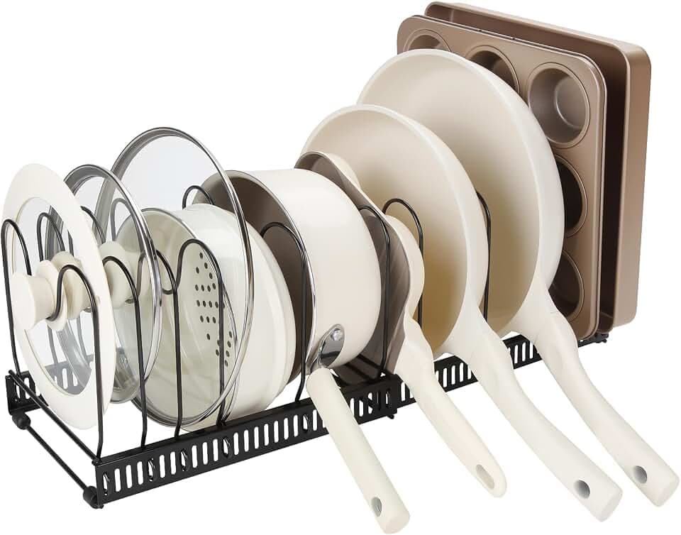 Fyvva Pots and Pans Organizer under Cabinet Expandable 14 Dividers Black