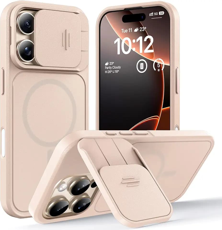 TOCOL für iPhone 16 Pro Hülle für Magsafe mit Kamera Ständer, Roségold
