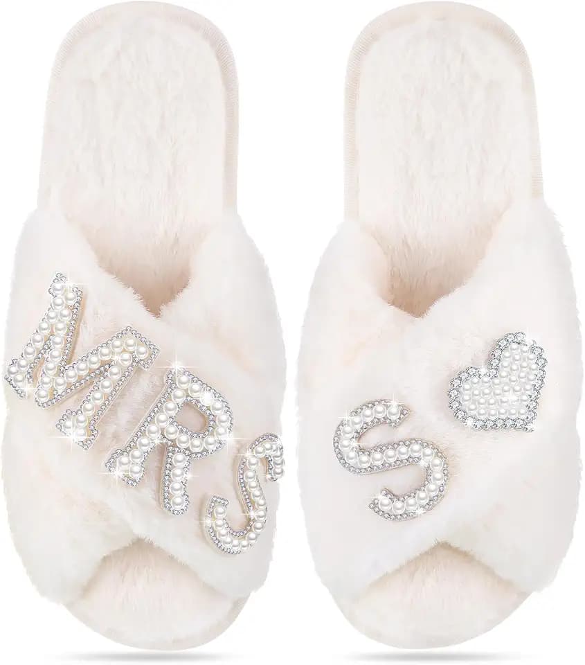 Tarpop Bride Slippers Personalized Initial Wedding Slippers