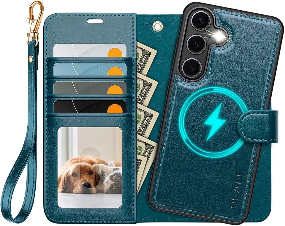 OCASE for Samsung Galaxy S25+ Plus Detachable Wallet Case, Peacock Blue