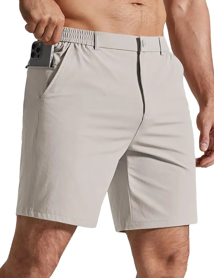 COOFANDY Mens Golf Shorts 7" Lightweight Elastic Waistband Casual Shorts