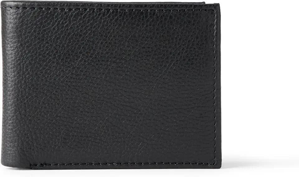Amazon Essentials Men's Pebbled Full Grain Leather Bifold Wallet
