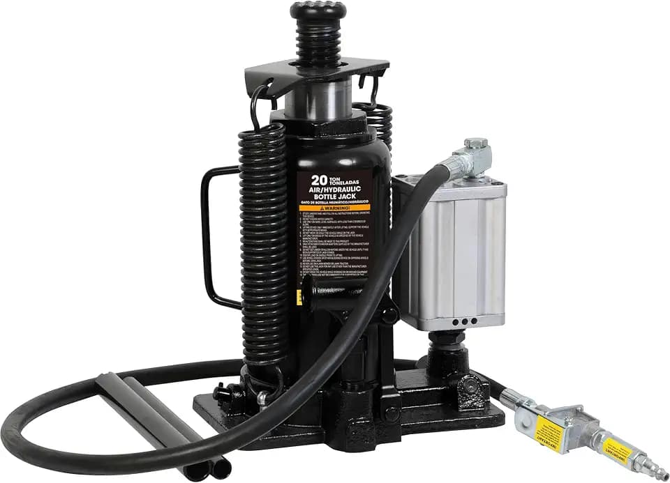Torin 20 Ton (40,000 LBs) Capacity Pneumatic Air Hydraulic Heavy Duty Bottle Jack with Manual Pump for Trucks, ATA92006B , Black
