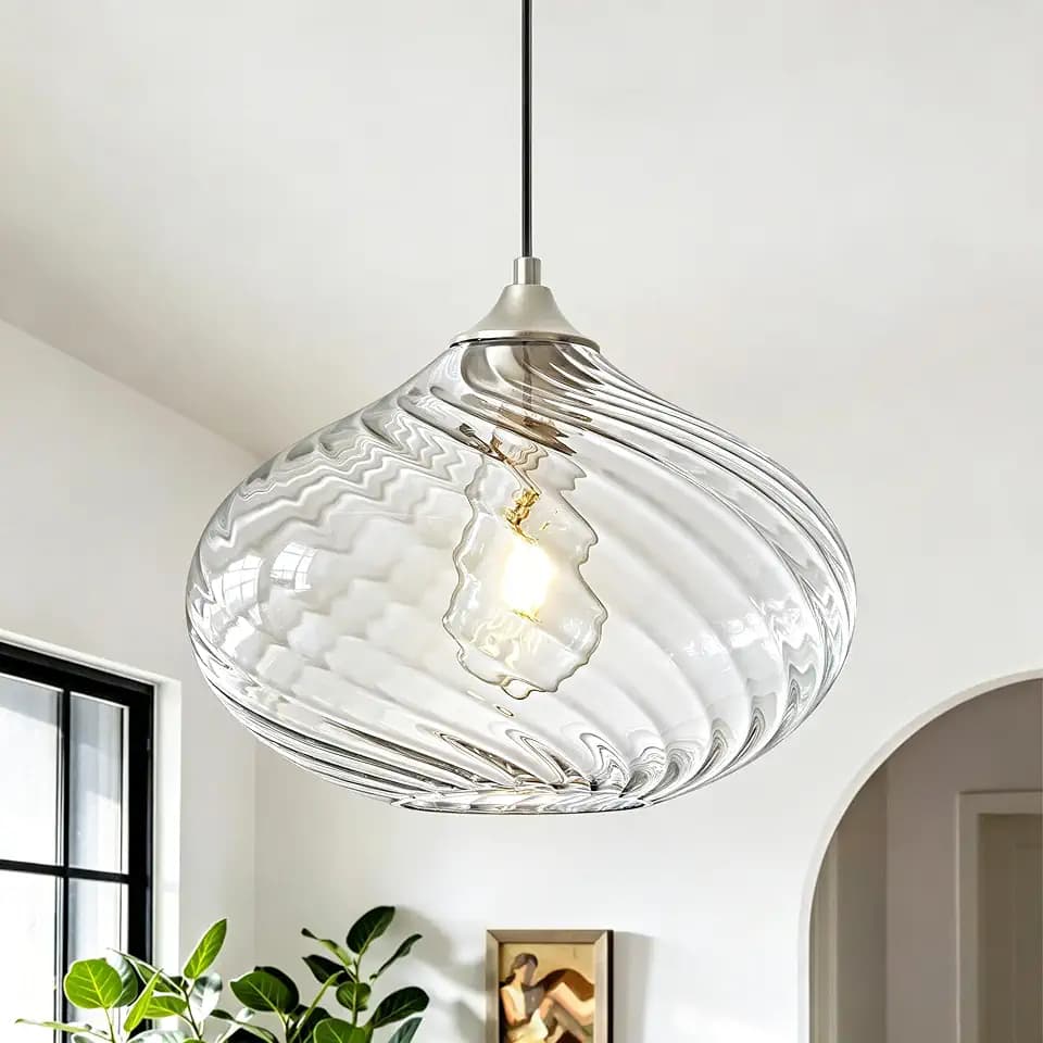 11in Nickel Pendant Lights Kitchen Island with Clear Glass Shade 1Pack