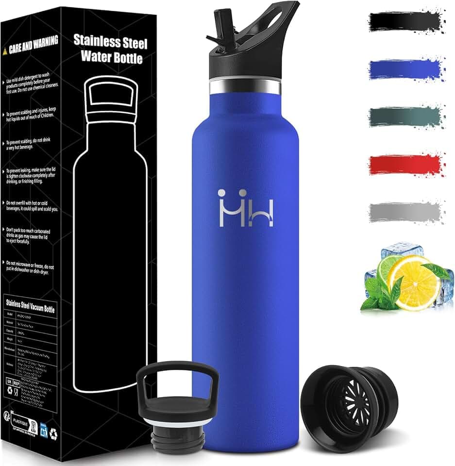 Trinkflasche 750ML, BPA-Frei, Trinkflasche Edelstahl, Auslaufsichere Isolierflasche Doppelwandig, Thermobecher mit Strohhalm, Wiederverwendung, Thermosflasche Kohlensäure Geeignet